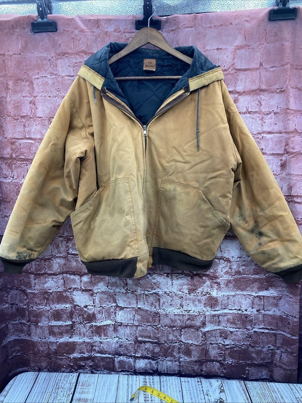Vintage S.H Horne Distressed Jacket Coat 100% Cotton 10oz Duck Size XL